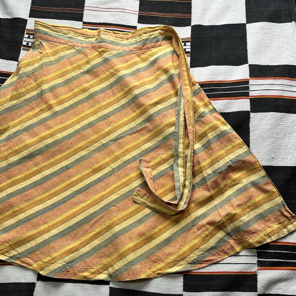Vintage 70’s Modern Junior Cotton Wrap Around Skirt. Large. Boho. Rare Vintage. - Picture 11 of 16